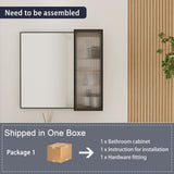 30" Wall Mounted Mirror Cabinet With Door - Imitative Oak
