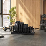Costoffs Horizontal Barbell Bumper Plate Rack Strength Fitness Rack Plate Holder Standard Plate Weight Storage Rack with Handle and Wheels