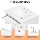 Freestanding Bathroom Vanity With Sink, 3 Drawers & Flip-Out Drawer