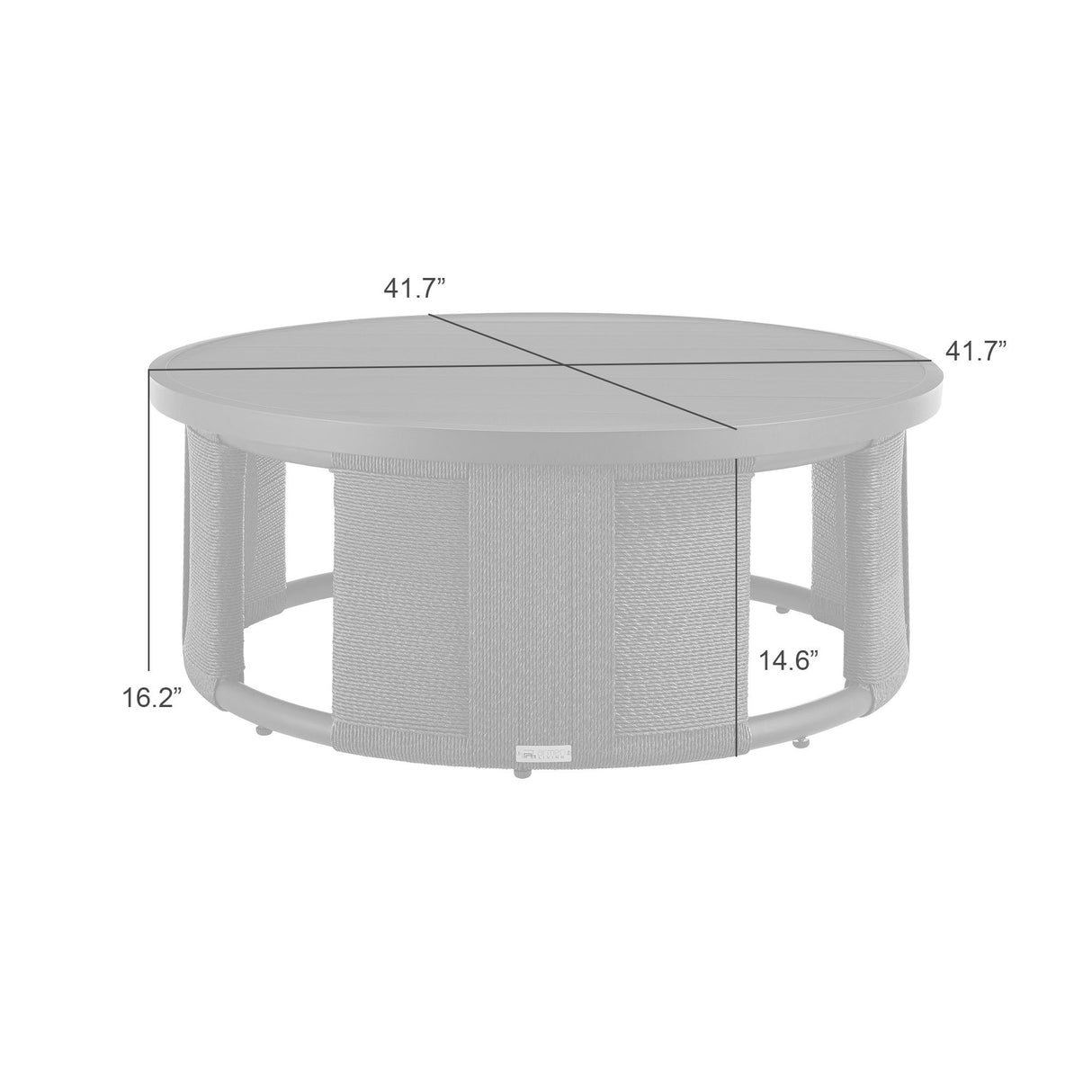 Brampton - Powder Coated Metal Round Outdoor Coffee Table With Aluminum Table Top - Gray