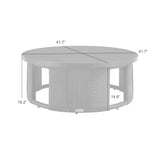 Brampton - Powder Coated Metal Round Outdoor Coffee Table With Aluminum Table Top - Gray