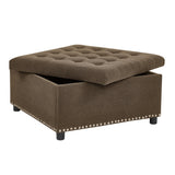 Square Tufted Storage Ottoman With Nailhead Trim