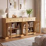 Sideboard Cabinet With 4 Drawers And 4 Arched Glass Doors