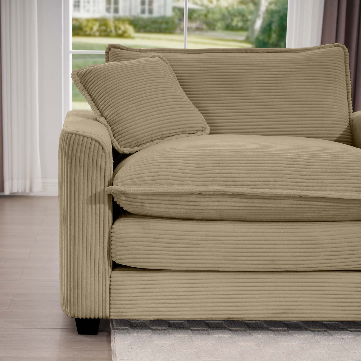 Oversized Modular Cushion Sofa With Ottoman, Low Back, Deep Seating Sofa Set