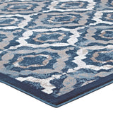 5x8 Beige Moroccan Blue and Ivory Rustic Vintage Moroccan Trellis Polypropylene Area Rug - Mats and Rugs - Alpine Outlets