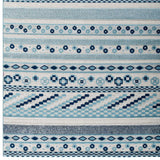 5x8 Ivory and Blue Vintage Abstract Geometric Lattice Indoor/Outdoor Rug - Mats and Rugs - Alpine Outlets