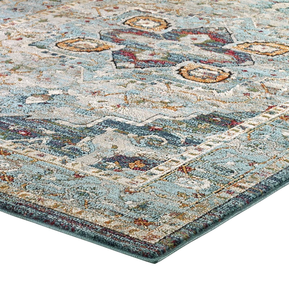 5x8 Multicolor Distressed Vintage Floral Medallion Area Rug - Mats and Rugs - Alpine Outlets