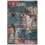 5x8 Multicolored Contemporary Vintage Mosaic Polypropylene Polyester Area Rug - Mats and Rugs - Alpine Outlets