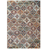 5x8 Multicolored Distressed Vintage Floral Lattice Polypropylene Polyester Area Rug - Mats and Rugs - Alpine Outlets