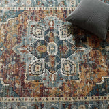 5x8 Multicolored Distressed Vintage Floral Medallion Area Rug - Mats and Rugs - Alpine Outlets