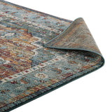 5x8 Multicolored Distressed Vintage Floral Medallion Area Rug - Mats and Rugs - Alpine Outlets