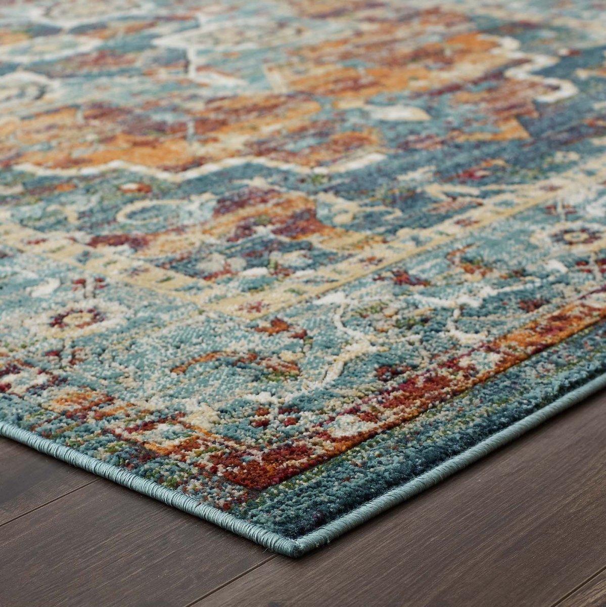 5x8 Multicolored Distressed Vintage Floral Medallion Area Rug - Mats and Rugs - Alpine Outlets