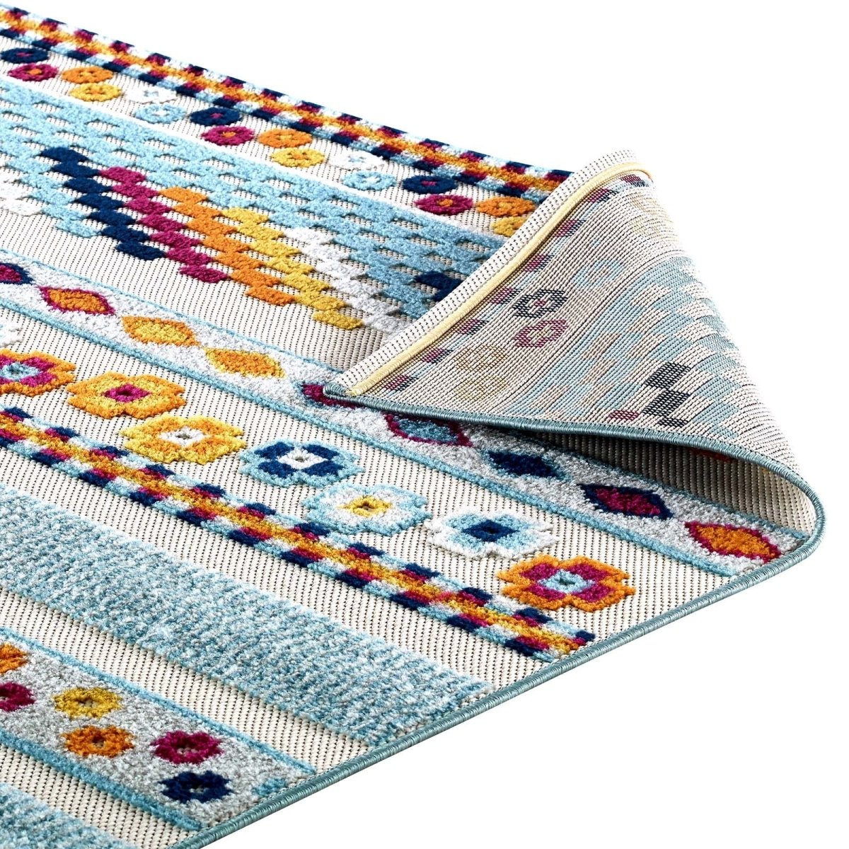5x8 Multicolored Vintage Abstract Geometric Lattice Indoor/Outdoor Rug - Mats and Rugs - Alpine Outlets