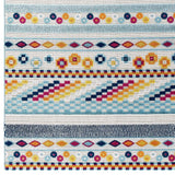 5x8 Multicolored Vintage Abstract Geometric Lattice Indoor/Outdoor Rug - Mats and Rugs - Alpine Outlets