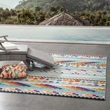 5x8 Multicolored Vintage Abstract Geometric Lattice Indoor/Outdoor Rug - Mats and Rugs - Alpine Outlets