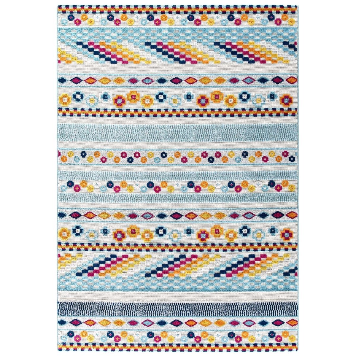 5x8 Multicolored Vintage Abstract Geometric Lattice Indoor/Outdoor Rug - Mats and Rugs - Alpine Outlets