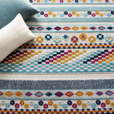 5x8 Multicolored Vintage Abstract Geometric Lattice Indoor/Outdoor Rug - Mats and Rugs - Alpine Outlets