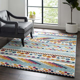 5x8 Multicolored Vintage Abstract Geometric Lattice Indoor/Outdoor Rug - Mats and Rugs - Alpine Outlets