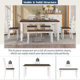 6 Piece Dining Set With 4 Upholstered Chairs & Bench - Walnut - 6 Piece Dining Room Sets available at Alpine Outlets in Denver