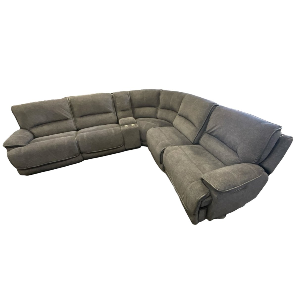 Redding 6 - piece Fabric Power Reclining Sectional with Power Headrest - available at Alpine Outlets in Denver