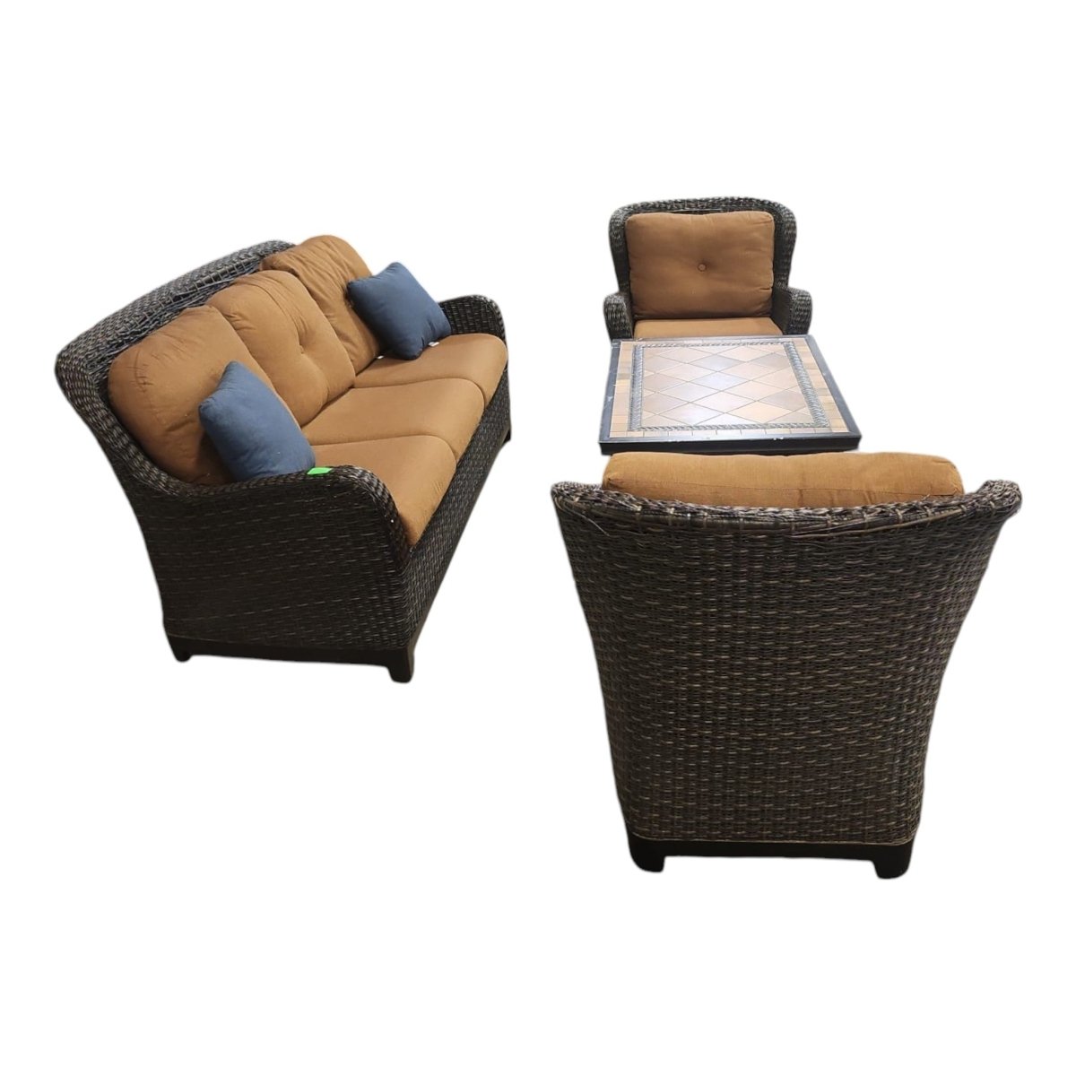 6 - Piece Woven Outdoor Seating Group with Cushions - Alpine Outlets