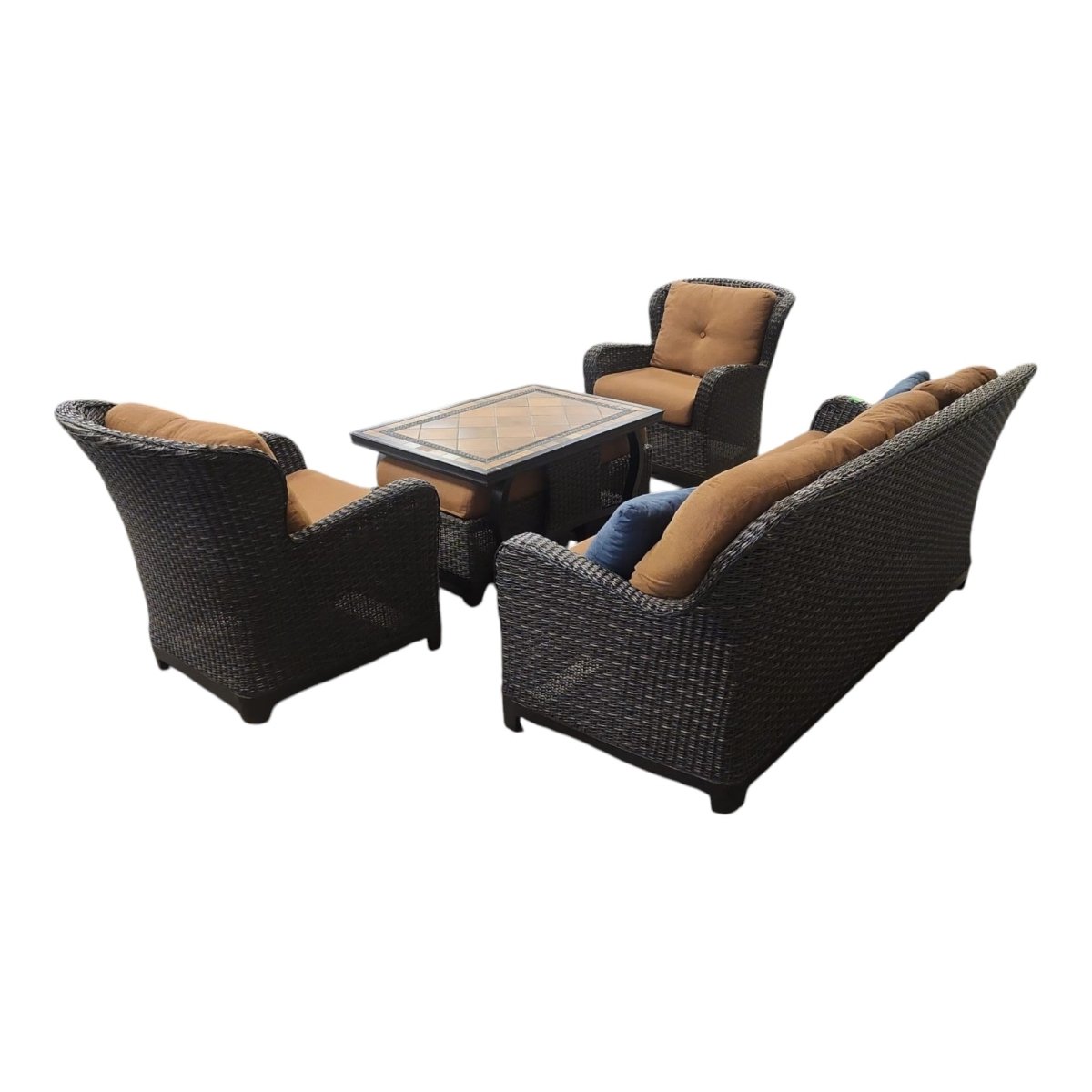 6 - Piece Woven Outdoor Seating Group with Cushions - Alpine Outlets