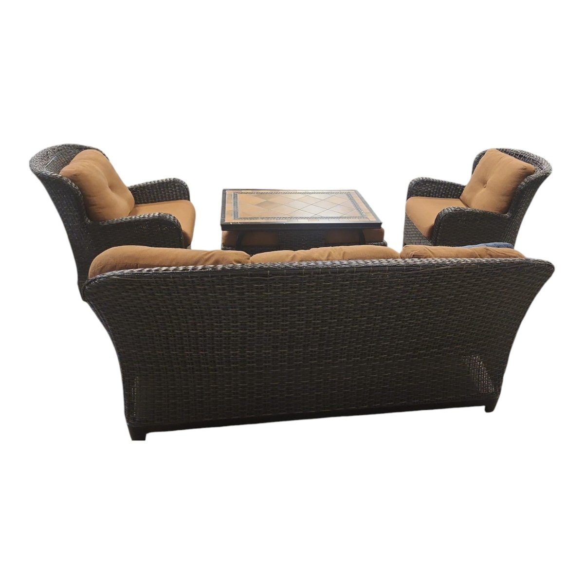 6 - Piece Woven Outdoor Seating Group with Cushions - Alpine Outlets