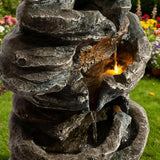 6 - Tier Outdoor Cascading Stone Water Fountain with 3 LED Lights - 🟢 Outdoor Decor available at Alpine Outlets in Denver