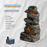 6 - Tier Outdoor Cascading Stone Water Fountain with 3 LED Lights - 🟢 Outdoor Decor available at Alpine Outlets in Denver