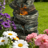 6 - Tier Outdoor Cascading Stone Water Fountain with 3 LED Lights - 🟢 Outdoor Decor available at Alpine Outlets in Denver