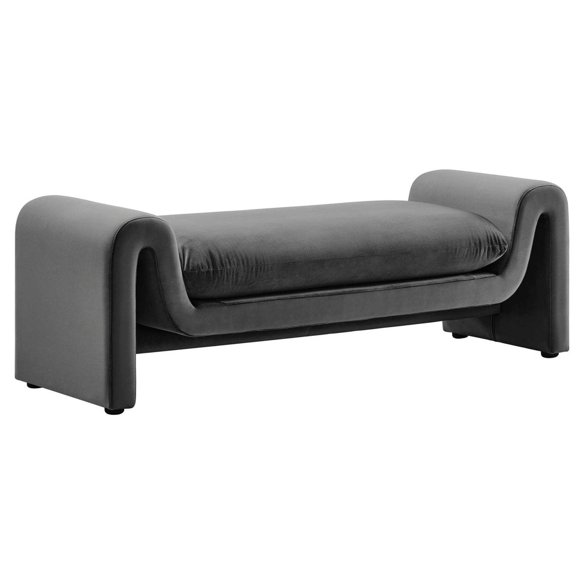 60 Inch Performance Velvet Accent Bench with Wavy Silhouette and Removable Cushion - Benches available at Alpine Outlets in Denver