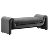 60 Inch Performance Velvet Accent Bench with Wavy Silhouette and Removable Cushion - Benches available at Alpine Outlets in Denver