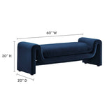 60 Inch Performance Velvet Accent Bench with Wavy Silhouette and Removable Cushion - Benches available at Alpine Outlets in Denver