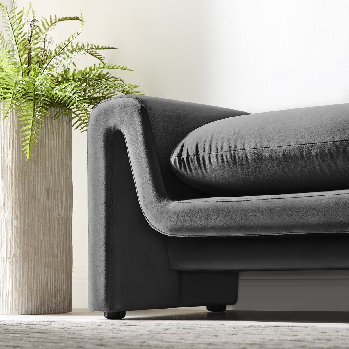 60 Inch Performance Velvet Accent Bench with Wavy Silhouette and Removable Cushion - Benches available at Alpine Outlets in Denver