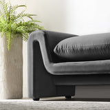 60 Inch Performance Velvet Accent Bench with Wavy Silhouette and Removable Cushion - Benches available at Alpine Outlets in Denver