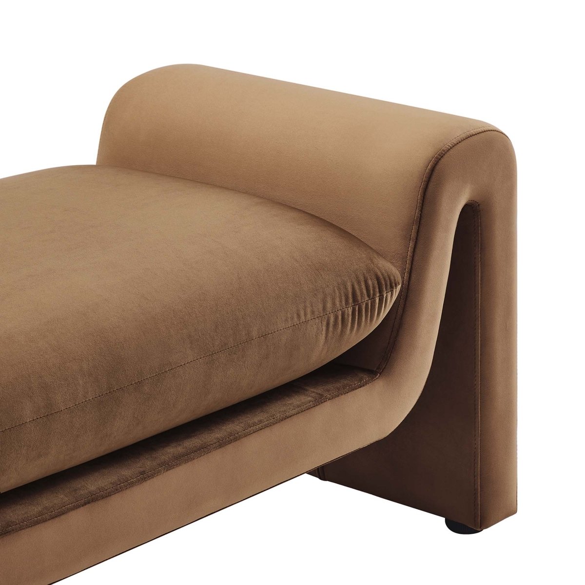 60 Inch Performance Velvet Accent Bench with Wavy Silhouette and Removable Cushion - Benches available at Alpine Outlets in Denver