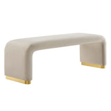 60 Inch Performance Velvet Waterfall Long Bench with Metal Base - Benches available at Alpine Outlets in Denver
