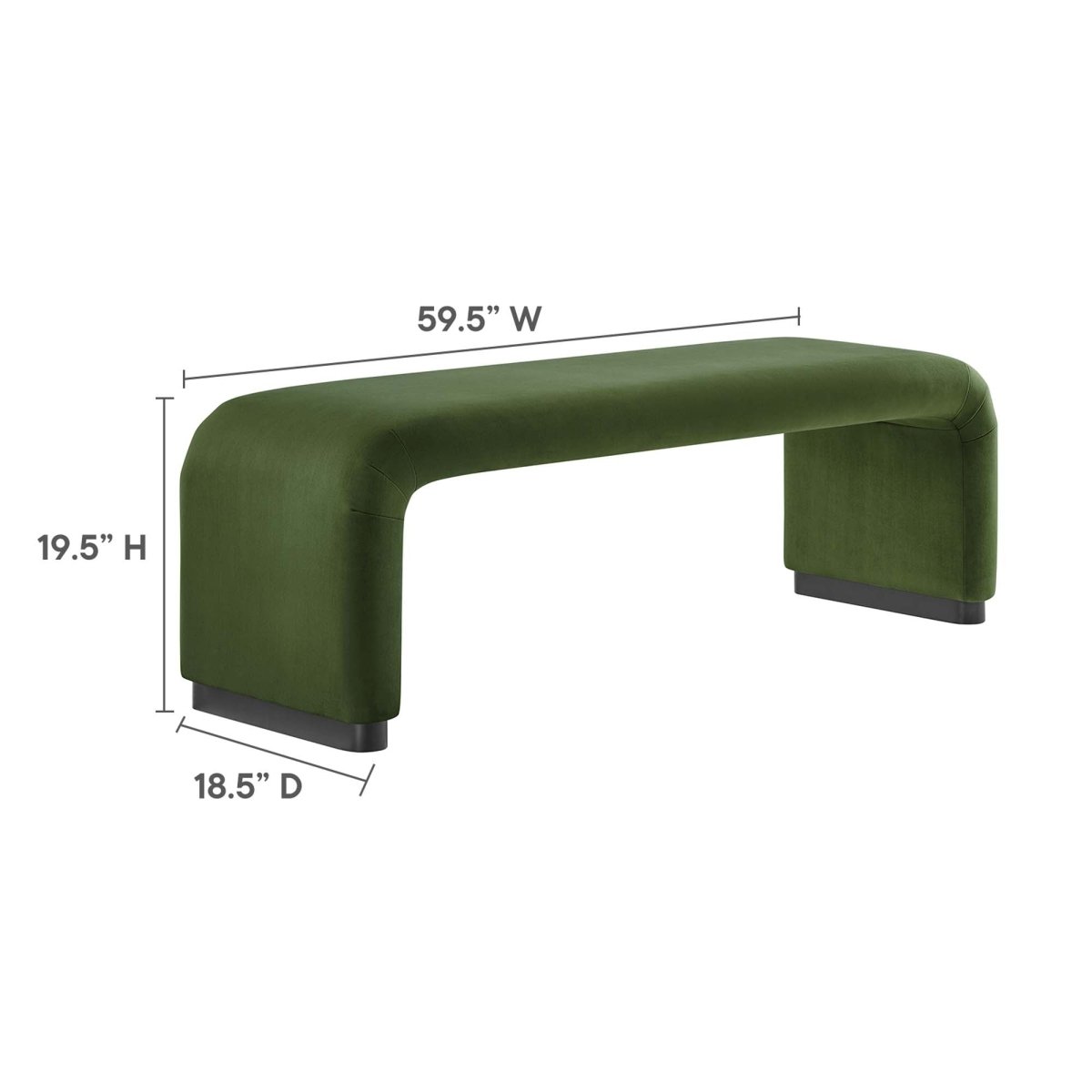 60 Inch Performance Velvet Waterfall Long Bench with Metal Base - Benches available at Alpine Outlets in Denver