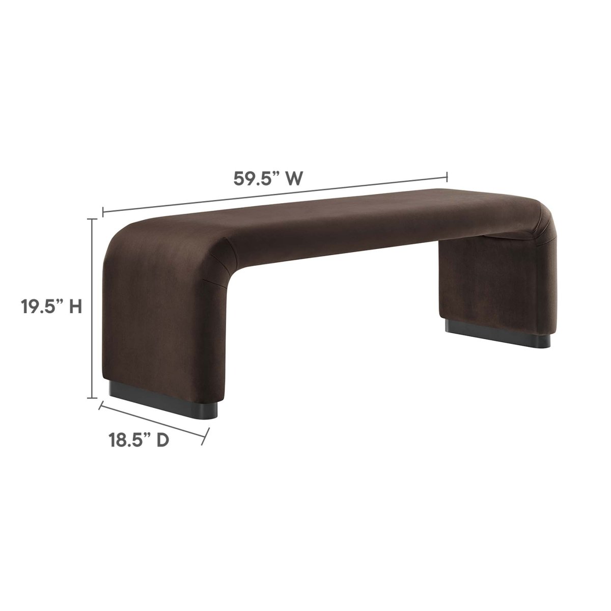 60 Inch Performance Velvet Waterfall Long Bench with Metal Base - Benches available at Alpine Outlets in Denver