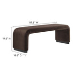 60 Inch Performance Velvet Waterfall Long Bench with Metal Base - Benches available at Alpine Outlets in Denver