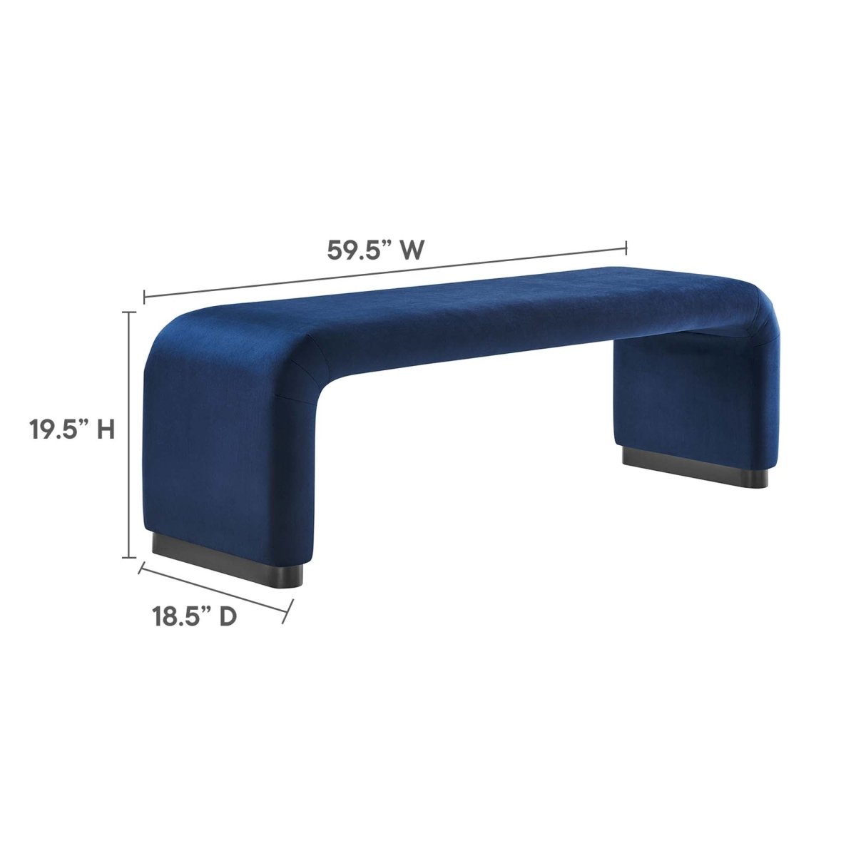 60 Inch Performance Velvet Waterfall Long Bench with Metal Base - Benches available at Alpine Outlets in Denver