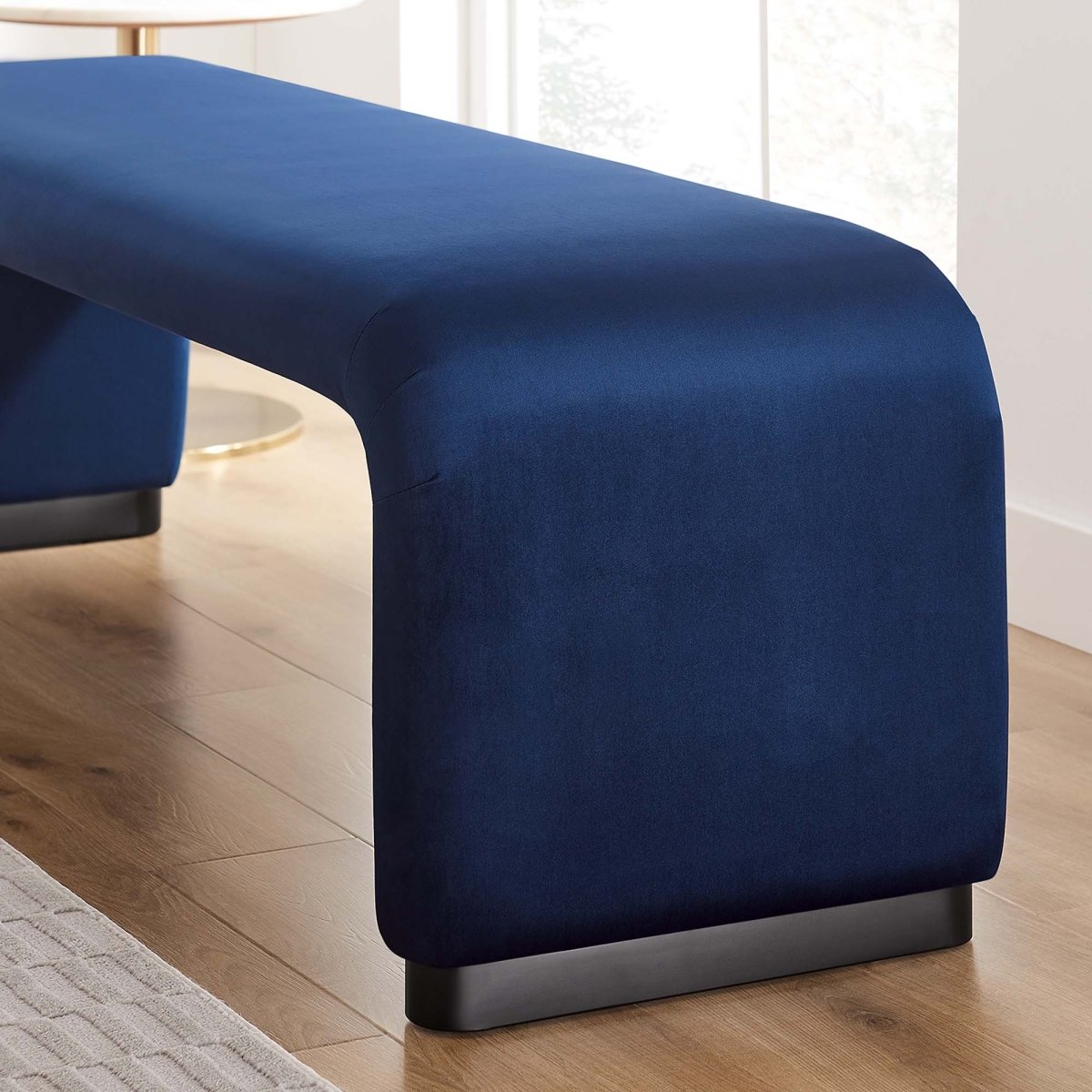60 Inch Performance Velvet Waterfall Long Bench with Metal Base - Benches available at Alpine Outlets in Denver
