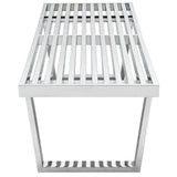 60 Inch Polished Stainless Steel Slotted Accent Bench and Platform Base in Silver - Benches available at Alpine Outlets in Denver