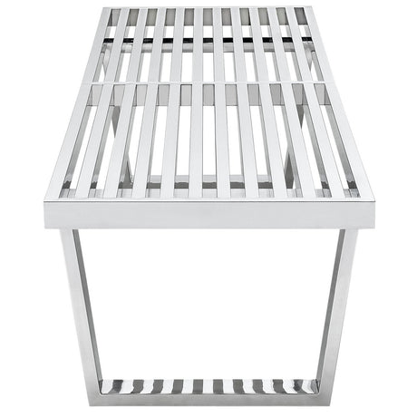 60 Inch Polished Stainless Steel Slotted Accent Bench and Platform Base in Silver - Benches available at Alpine Outlets in Denver