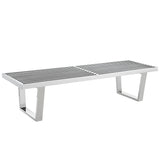 60 Inch Polished Stainless Steel Slotted Accent Bench and Platform Base in Silver - Benches available at Alpine Outlets in Denver