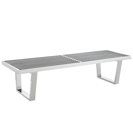 60 Inch Polished Stainless Steel Slotted Accent Bench and Platform Base in Silver - Benches available at Alpine Outlets in Denver