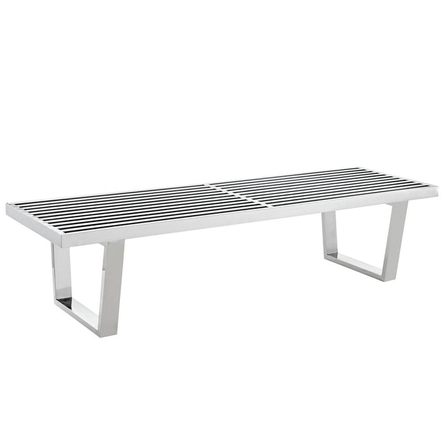 60 Inch Polished Stainless Steel Slotted Accent Bench and Platform Base in Silver - Benches available at Alpine Outlets in Denver
