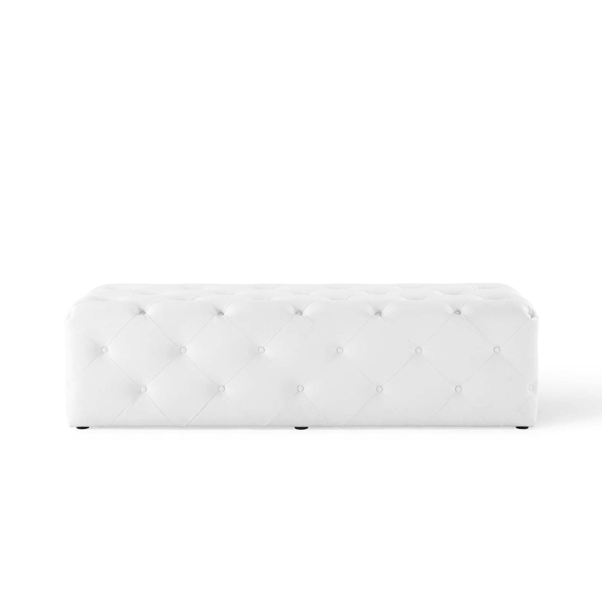 60 Inch Sophisticated Tufted Button Faux Leather Bench in White - Benches available at Alpine Outlets in Denver