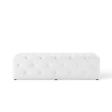60 Inch Sophisticated Tufted Button Faux Leather Bench in White - Benches available at Alpine Outlets in Denver