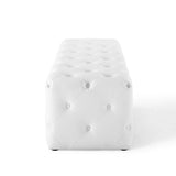 60 Inch Sophisticated Tufted Button Faux Leather Bench in White - Benches available at Alpine Outlets in Denver